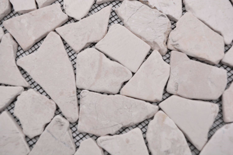 Mosaik Bruch Marmor Naturstein hellbeige elfenbein Polygonal Fliesenspiegel Spritzschutz Wandverblender - MOS44-30-100