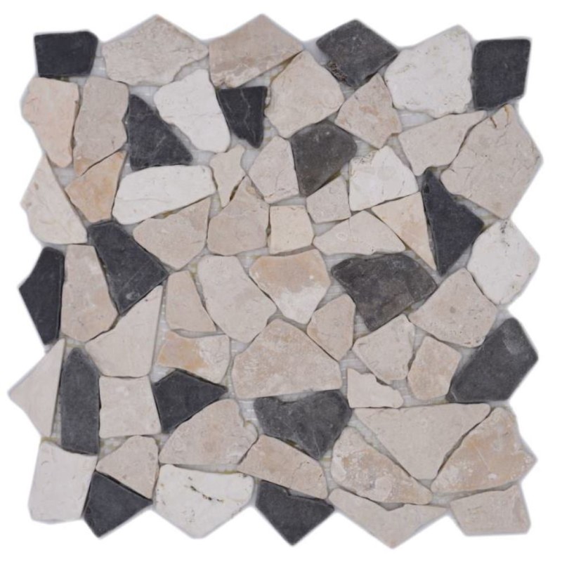 Mosaic quarry marble natural stone beige cream black anthracite polygonal tile backsplash kitchen tile - MOS44-30-110
