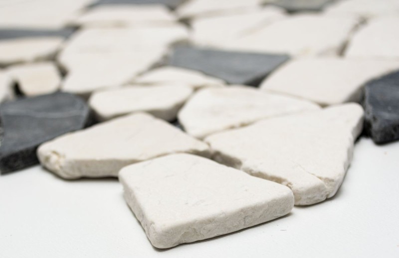 Mosaico di cava in pietra naturale beige crema nero antracite piastrelle poligonali backsplash cucina - MOS44-30-110