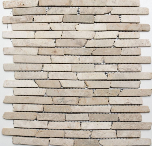 Mosaik Fliese Marmor Naturstein hellbeige Brick Biancone MOS40-0105_f