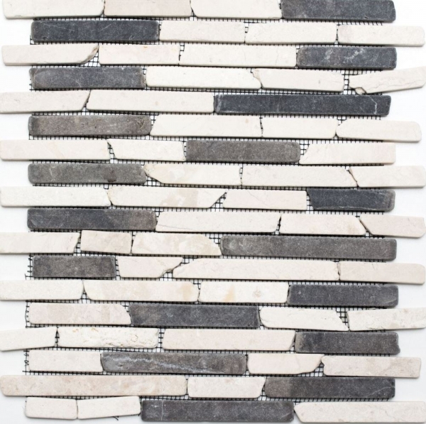 Échantillon manuel de mosaïque Carreau de marbre Pierre naturelle beige noir Brick BianconeJava MOS40-0115_m