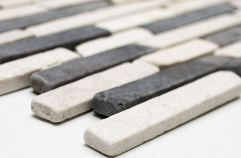 Mosaico di marmo pietra naturale beige chiaro crema nero antracite Brick bonded rods backsplash cucina - MOS40-0115