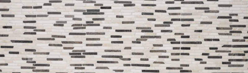 Mosaïque marbre pierre naturelle beige clair crème noir anthracite Brick composé de bâtonnets carreaux cuisine - MOS40-0115