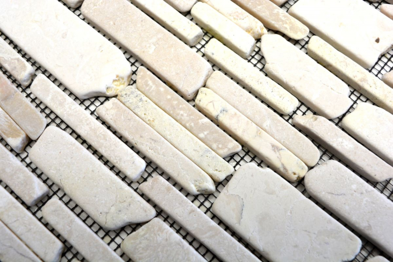 Mosaik Fliese Marmor Naturstein hellbeige Brickmosaik Biancone MOS40-0200_f