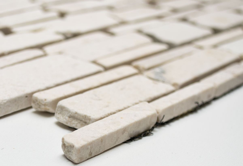 Handmuster Mosaik Fliese Marmor Naturstein hellbeige Brickmosaik Biancone MOS40-0200_m