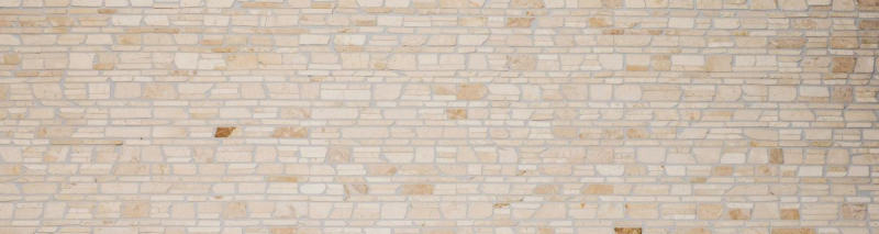 Mosaik Marmor Naturstein hellbeige creme Brickmosaik Backsteinverband Fliesenspiegel Wandverblender Bad - MOS40-0200
