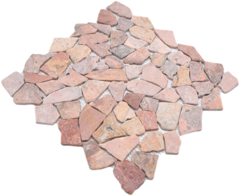 Mosaic quarry marble natural stone red polygonal Rossoverona splashback tile backsplash kitchen tile bathroom - MOS44-30-140