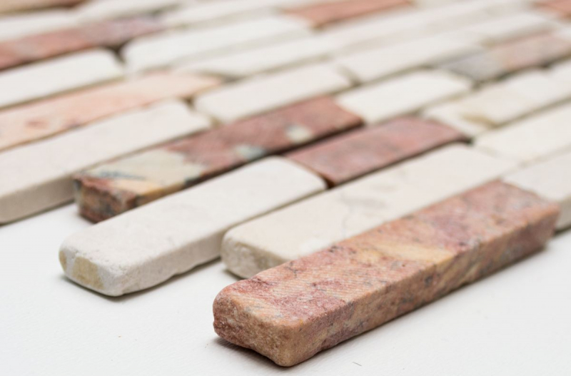 Mosaico di marmo pietra naturale beige rosso Brick RossoCream composito aste splashback piastrelle backsplash cucina - MOS40-0135