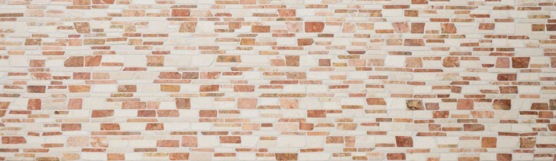 Mosaic tile marble natural stone beige red brick mosaic Biancone Rosso MOS40-0225_f