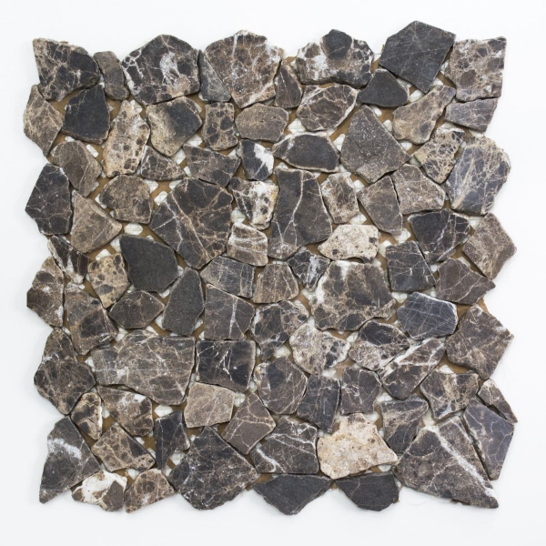 Mosaico di cava in pietra naturale beige marrone scuro poligonale Castanao piastrella per parete cucina bagno - MOS44-30-180