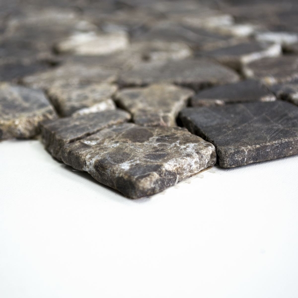 Mosaic quarry marble natural stone beige dark brown polygonal Castanao splashback wall tile kitchen bathroom - MOS44-30-180