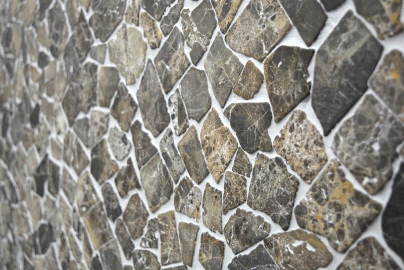 Mosaïque brisée Marbre pierre naturelle beige brun foncé Polygonal Castanao protection anti-éclaboussures Carreau mural cuisine salle de bain - MOS44-30-180