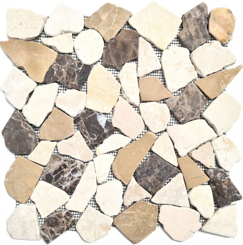 Marble quarry natural stone beige brown polygonal Castanao Cream tile backsplash wall facing - MOS44-30-190