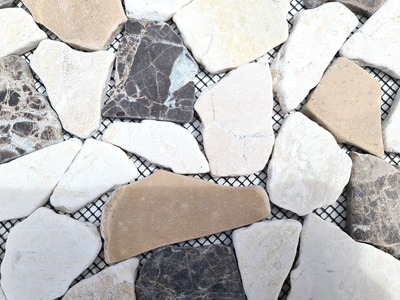 Marmo di cava pietra naturale beige marrone poligonale Castanao Crema piastrelle backsplash rivestimento - MOS44-30-190