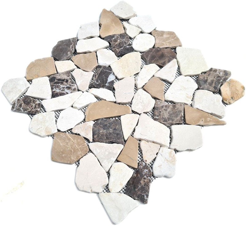Marmor Bruch Naturstein beige braun Polygonal Castanao Cream Fliesenspiegel Wandverblender - MOS44-30-190
