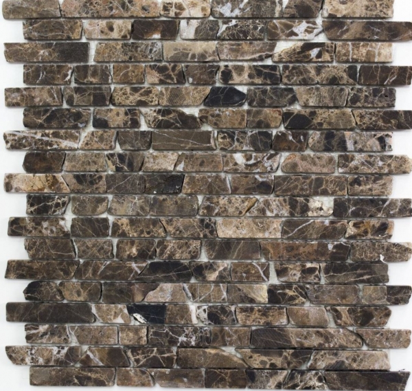 Mosaico di marmo pietra naturale beige marrone scuro Brick Castanao composito piastrella da parete bagno - MOS40-0185