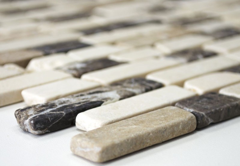 Mosaico di marmo pietra naturale beige marrone crema Brick Castanao Composite Chopsticks Tile Backsplash Wall Kitchen - MOS40-0195