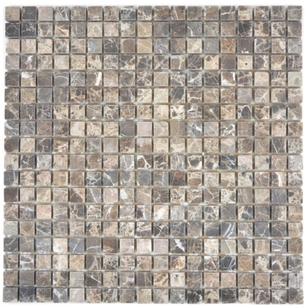 Marmor Mosaik Fliese Naturstein hellbeige dunkelbraun mix mini Quadrat Fliesenspiegel Wandverkleidung Bad - MOS38-1313