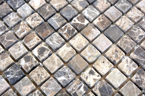Mosaico di marmo pietra naturale beige chiaro marrone scuro mix mini quadrato piastrelle backsplash rivestimento bagno - MOS38-1313