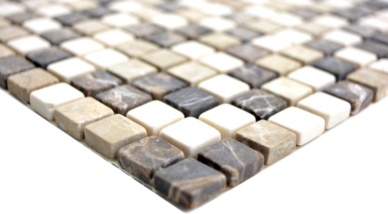 Hand-painted mosaic tile marble natural stone beige brown Castanao Biancone MOS38-1213_m