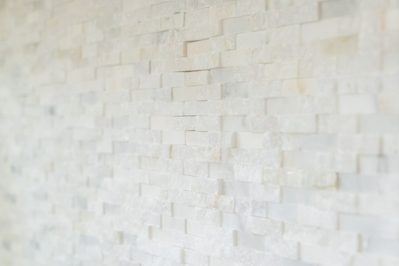 Marbre Mosaïque Carreau de pierre naturelle Brick assemblage mural blanc aspect 3D Carreau mural WC - MOS40-3D11
