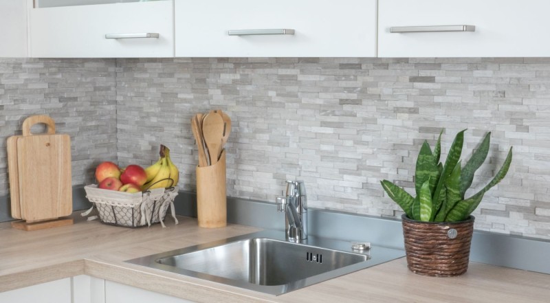 Splitface marble mosaic stone wall natural stone brick light gray stripes backsplash wall tile - MOS40-3D20