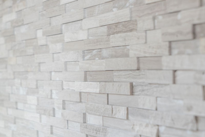 Muro di marmo a mosaico in pietra naturale mattone grigio chiaro a strisce piastrelle backsplash muro - MOS40-3D20