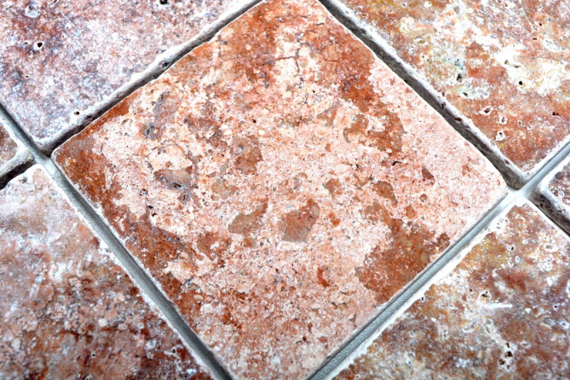 Tile Travertine natural stone rose natural stone tile Rosso antique look floor tile wall tile kitchen tile - MOSF-45-46130