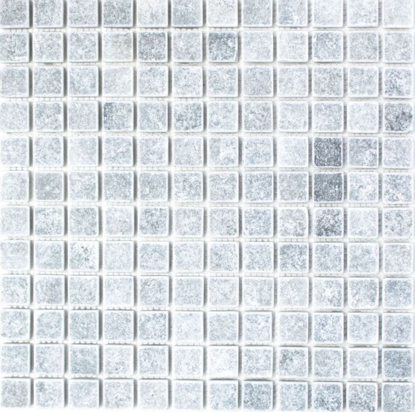 Marmor Mosaik Fliese Naturstein hellgrau anthrazit mix Fliesenspiegel Wandfliese Küche - MOS40-40023