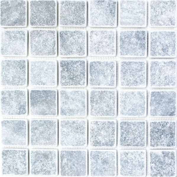 Marble mosaic tile natural stone light gray anthracite mix backsplash - MOS40-40048