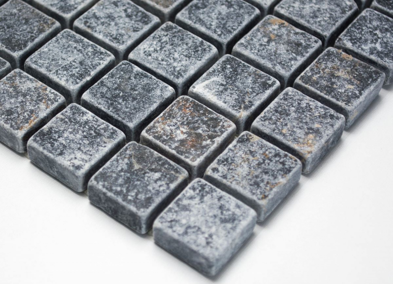 Marble mosaic tile natural stone Nero black anthracite dark gray backsplash - MOS36-0306-A