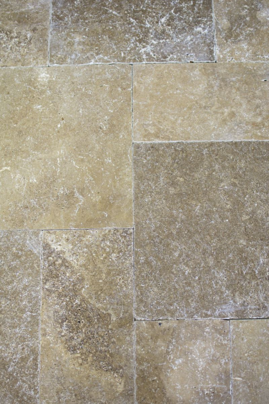 Tile Travertine natural stone Noce walnut brown natural stone tile Roman bond antique look floor tile wall - MOSF-45-44000