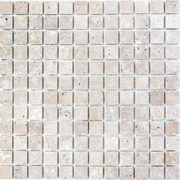 Campione a mano di piastrelle di mosaico travertino pietra naturale noce Noce Travertino Antico MOS43-44023_m
