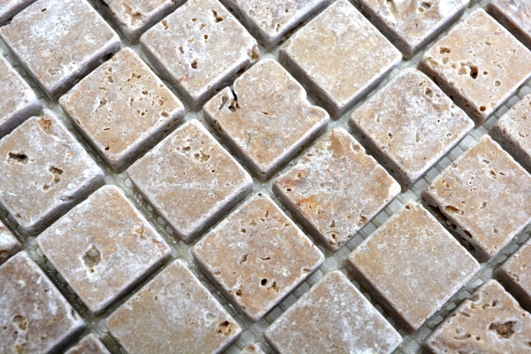 Travertine mosaic tiles terrace wall floor natural stone walnut brown shower tray shower wall tile backsplash kitchen - MOS43-44023