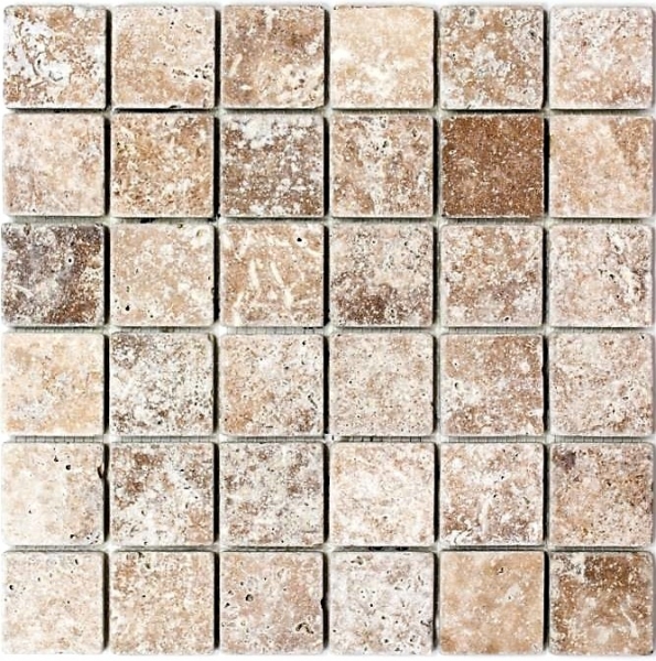 Travertino mosaico piastrelle terrazza pavimento pietra naturale medio noce marrone piastrelle backsplash muro piastrelle cucina piastrelle rivestimento in mattoni - MOS43-44048