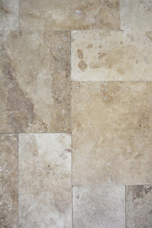 Tile Travertine natural stone Chiaro beige cream natural stone tile Roman bond antique look wall tile bathroom tile - MOSF-45-46000