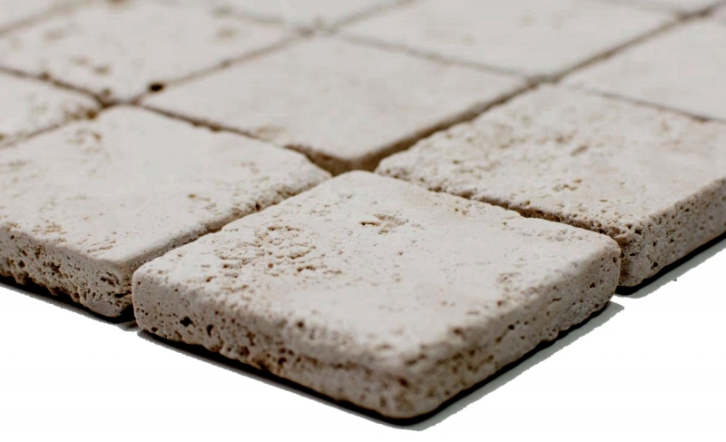 Piastrelle di travertino mosaico terrazza pavimento pietra naturale Medio beige chiaro crema parete rivestimento piatto doccia doccia parete cucina piastrelle - MOS43-46048
