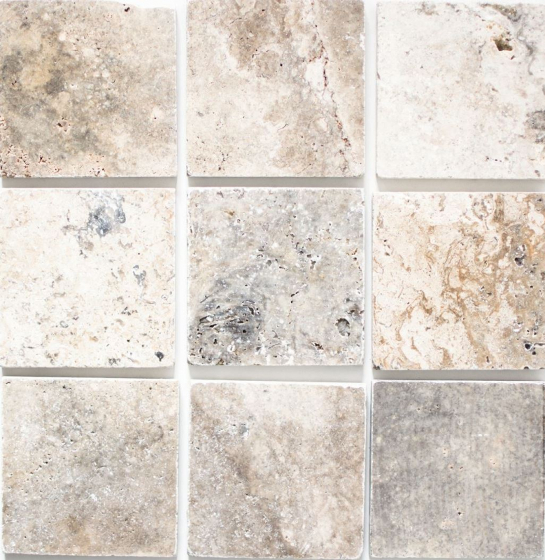Tile Travertine natural stone Silver silver white gray light gray natural stone tile silver antique look shower tray wall tile kitchen - MOSF-45-47010