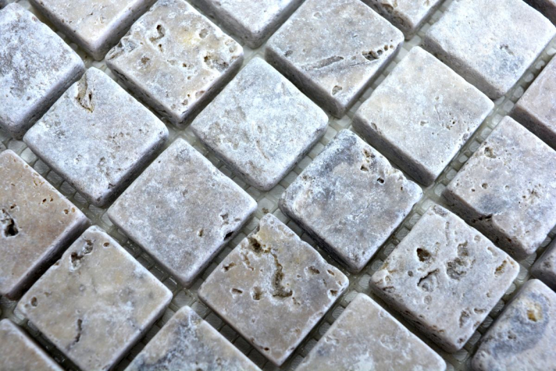 Travertine mosaic tiles terrace wall floor natural stone light gray silver beige backsplash wall tile kitchen tile shower tray - MOS43-47023
