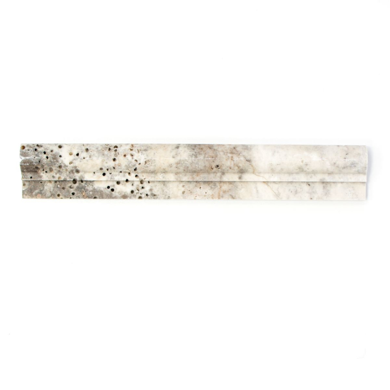 Bordo travertino pietra naturale argento argento bianco grigio chiaro profilo pietra naturale argento aspetto antico parete pavimento cucina sauna - MOSProf-47348