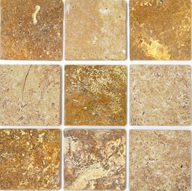 Piastrella travertino pietra naturale giallo oro piastrella pietra naturale marrone dorato aspetto antico pavimento doccia piastrella parete - MOSF-45-51010