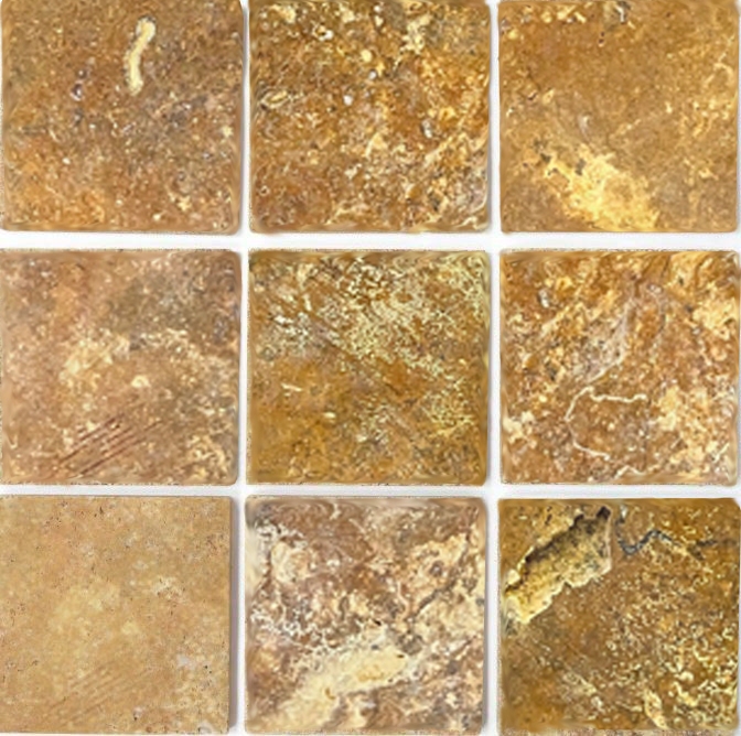 Piastrella travertino pietra naturale giallo oro piastrella pietra naturale marrone dorato aspetto antico pavimento doccia piastrella parete - MOSF-45-51010