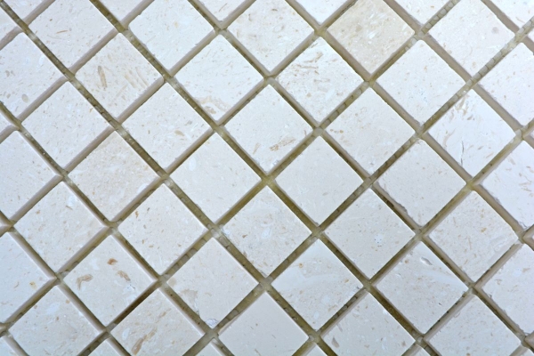 Kalkstein Mosaik Naturstein Boden Wand weiß gelbweiß Limestone honed Küchenrückwand Fliesenspiegel Wand Bad - MOS29-59023