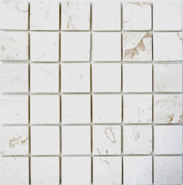 Kalkstein Mosaik Naturstein Boden Wand Medio weiß gelbweiß Limestone honed Spritzschutz Küche - MOS29-59048