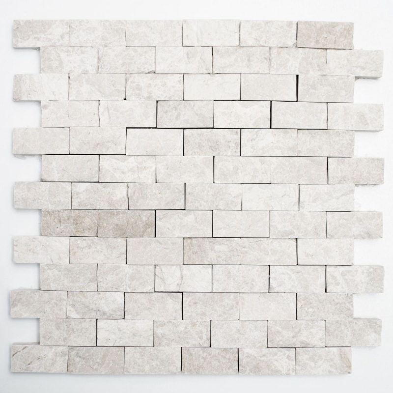 Handmuster Mosaik Steinwand Marmor Naturstein elfenbein Brick Splitface Botticino Marble 3D MOS45-1202_m