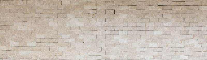 Splitface marble mosaic stone wall natural stone ivory brick wall bond 3D optics tile backsplash wall cladding - MOS45-1202