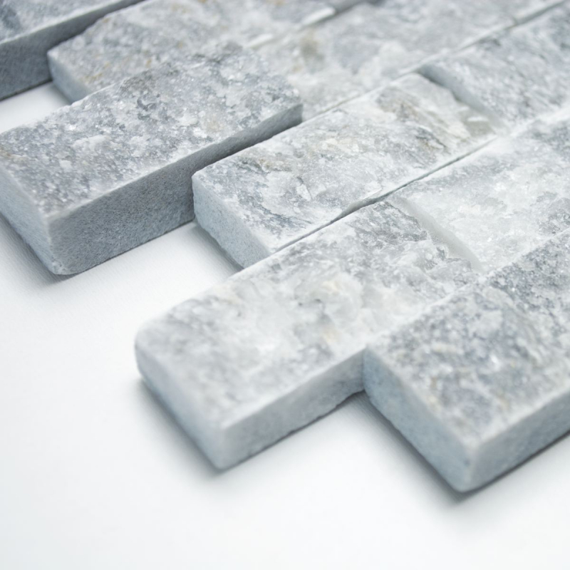 Échantillon manuel Mosaïque mur en pierre Marbre pierre naturelle gris anthracite Brick Splitface grey Marble 3D MOS40-48196_m