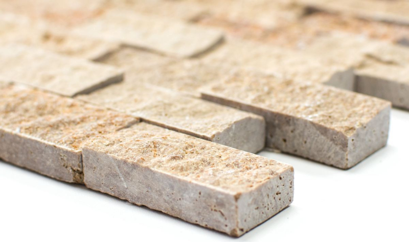 Hand sample mosaic stone wall Travertine natural stone walnut Brick Splitface Noce Travertine 3D MOS43-44248_m