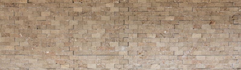 Travertin mur en pierre mur pierre naturelle noyer brun Brick Splitface 3D optique carrelage mural carreau de cuisine - MOS43-44248