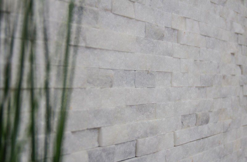 Splitface Marbre Mosaïque Mur de pierre Pierre naturelle blanche Brick Mur composé Ibiza Sugar 3D optique Carrelage cuisine - MOS45-0204